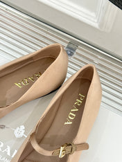 PRADA 25S BALLERINAS IN NUDE SATIN