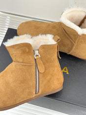 ALAIA 26S SNOW BOOTS IN LIGTH BROWN SUEDE AND WOOL