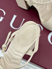 GUCCI 26S HIGH-HEELED SANDALS 120 MM IN CREAM WHITE CALFSKIN