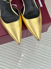 GUCCI 26S HIGH HEELS 55 MM IN GOLD LAMBSKIN