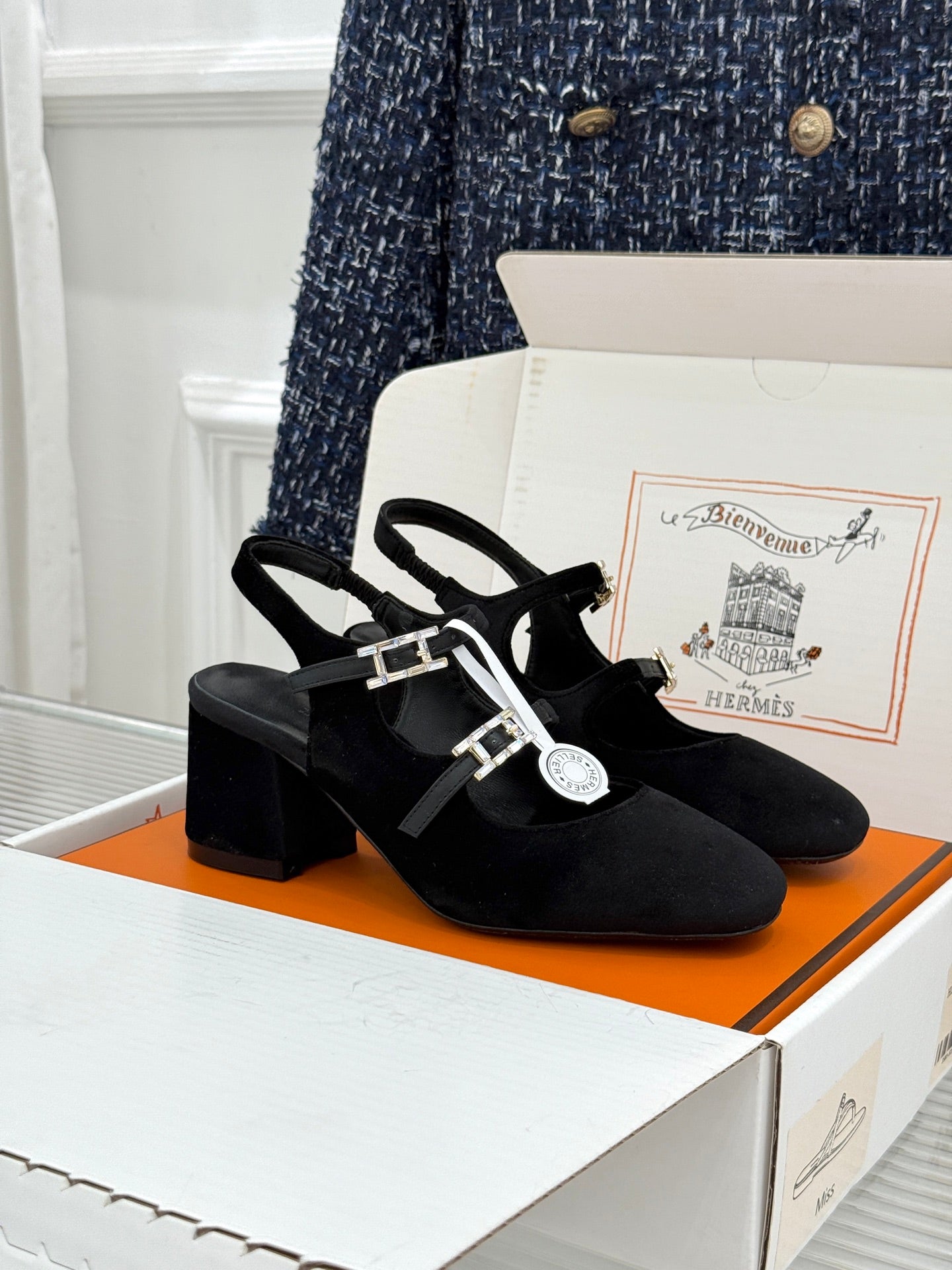 HM 26S SLINGBACK HIGH HEELS IN BLACK VELVET