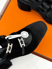 HM 26S SLINGBACK HIGH HEELS IN BLACK VELVET