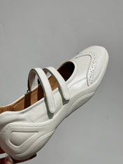 LP DOUBLE-STRAP MARY JANE FLATS 25S IN WHITE LAMBSKIN