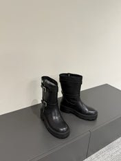 MAJOR ANKLE BOOT BLACK CALFSKIN WITH SHEARLING WOOL LINING