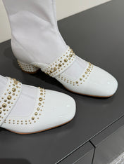 BELLE-D HEELED ANKLE BOOT WHITE PATENT CALFSKIN