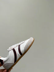 JOGGER LOW LACE-UP SNEAKER IN CALFSKIN & SUEDE WHITE/BEIGE/RED