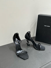 YSL HEELED SANDALS 25S 105 MM IN BLACK LAMBSKIN