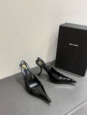 YSL HIGH SLINGBACK 25S IN BLACK GLOSSY LAMBSKIN
