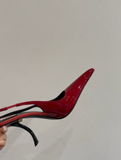 YSL HIGH SLINGBACK 25S IN DARK RED GLOSSY LAMBSKIN