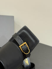 BALENCIAGA 25S HIGH-HEELED SANDALS IN BLACK CALFSKIN WITH GOLD HARDWARE