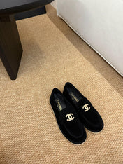 CHANEL 26S LOAFER IN BLACK SUEDE CC LOGO