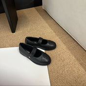 CHANEL 26S MARY JANE FLATS IN BLACK CALFSKIN WITH CC LOGO