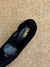 PRADA 26S POINTED TOE PUMPS 50MM IN BLACK SUEDE