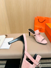 HEDEN MULE 80 LIGHT PINK SUEDE