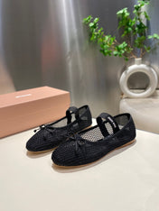 MARY JANE FLAT IN BLACK MESH