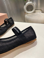MARY JANE FLAT IN BLACK MESH