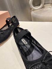MARY JANE FLAT IN BLACK MESH