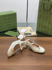 GG HORSEBIT PUMP WHITE LAMBSKIN