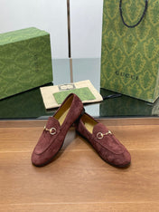 HORSEBIT LOAFER IN UMBER BROWN SUEDE WITH GOLD HARDWARE