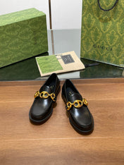 GG LOAFER SHOES IN BLACK CALFSKIN WITH GOLD HARDWARE