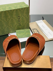 GG HORSEBIT MULE IN BURNT ORANGE EMBOSSED SUEDE AND SHEEPSKIN LINING