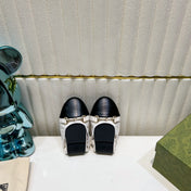 GG BALLET SUPER SLIM BUCKLE BLACK AND WHITE LAMBSKIN