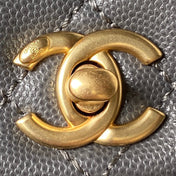 CHANEL 25S COCO HANDLE BAG 23 IN DARK GREY CAVIAR WITH GOLD HARDWARE