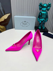 PRADA 26S POINTED TOE PUMPS STILETTO HEEL 80MM IN FUCHSIA PINK SATIN