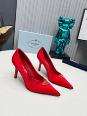 HIGH-HEEL PUMPS IN RED SATIN