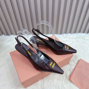 POINTED-TOE SLINGBACK IN MAHOGANY LAMBSKIN