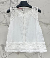 VALENTINO 26S SLEEVELESS CROCHET-TRIM TOP 449