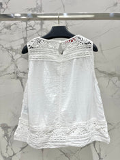 VALENTINO 26S SLEEVELESS CROCHET-TRIM TOP 449