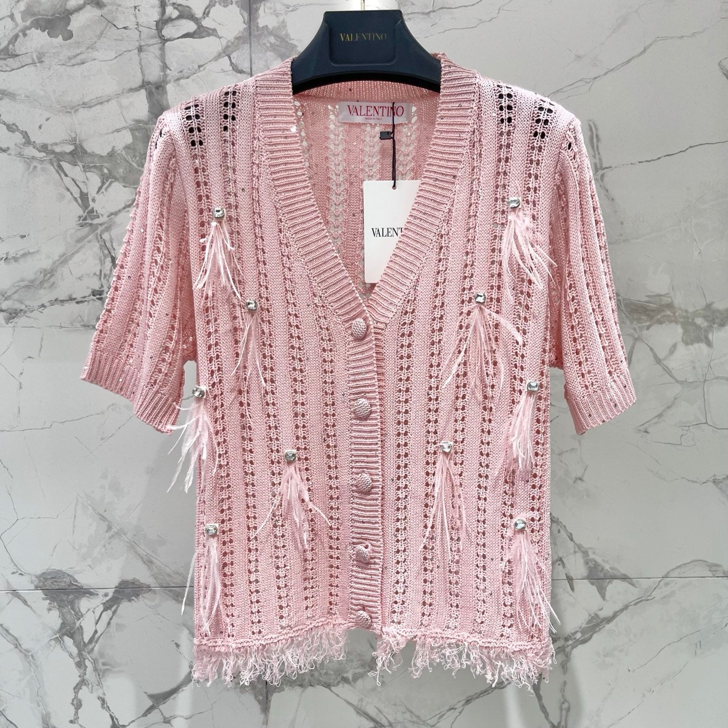 VALENTINO 26S SHORT-SLEEVE KNIT CARDIGAN 351