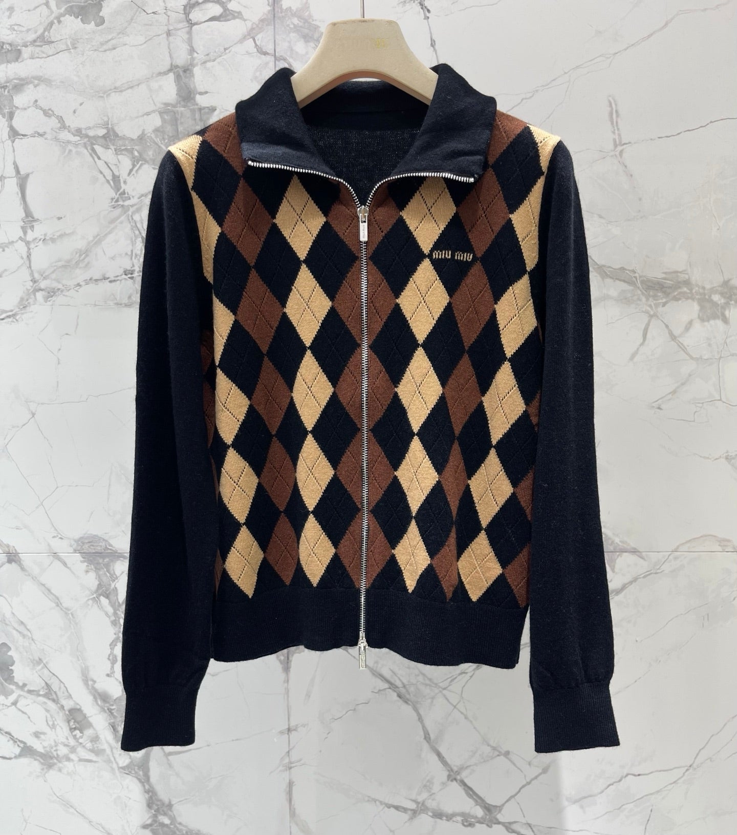 MIUMIU 26S ZIP-UP KNIT CARDIGAN 1280