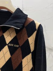 MIUMIU 26S ZIP-UP KNIT CARDIGAN 1280