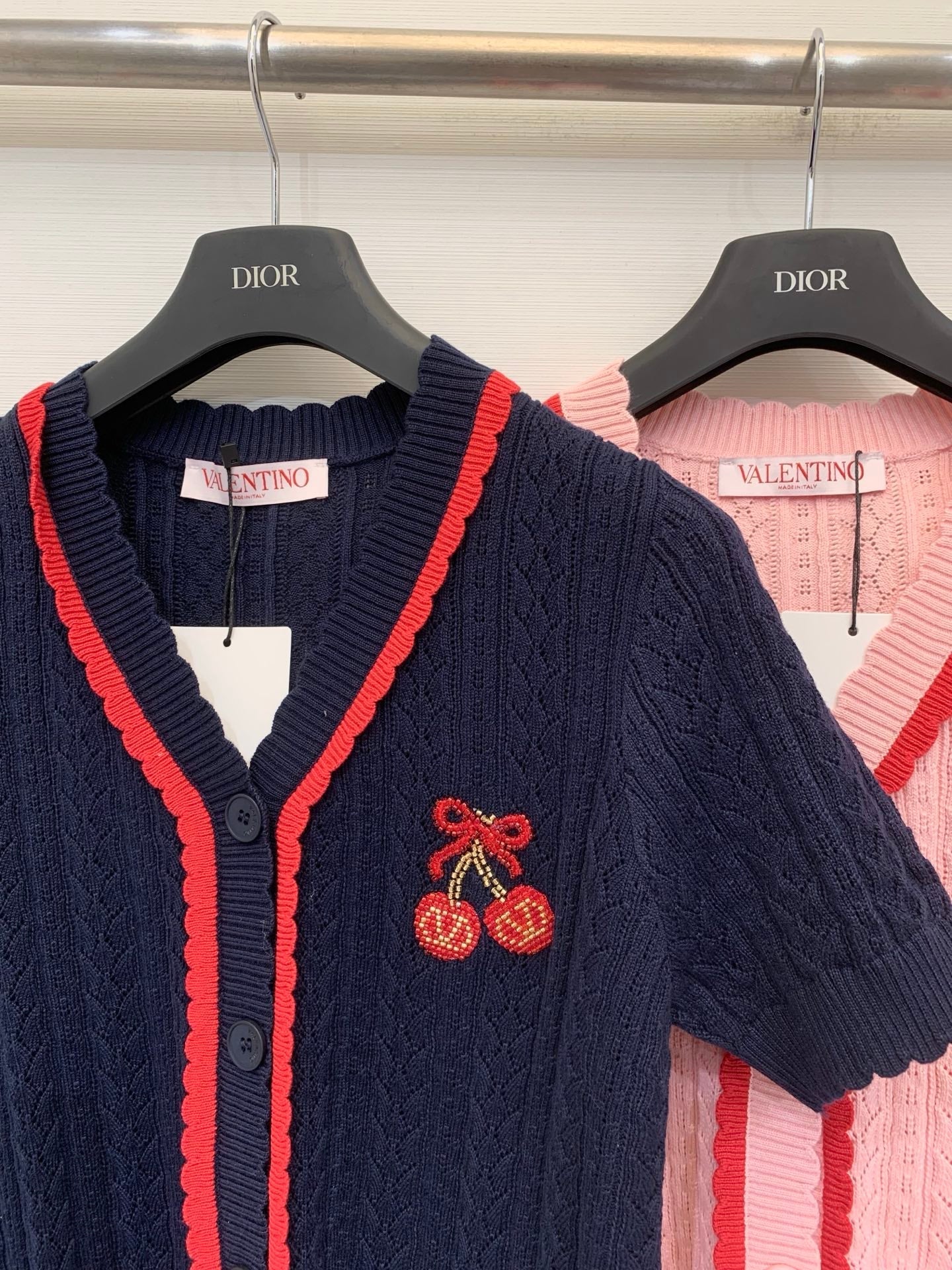 VALENTINO 26S SHORT-SLEEVE KNIT CARDIGAN 469