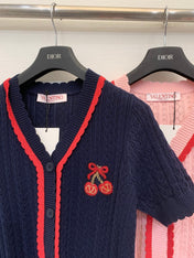VALENTINO 26S SHORT-SLEEVE KNIT CARDIGAN 469