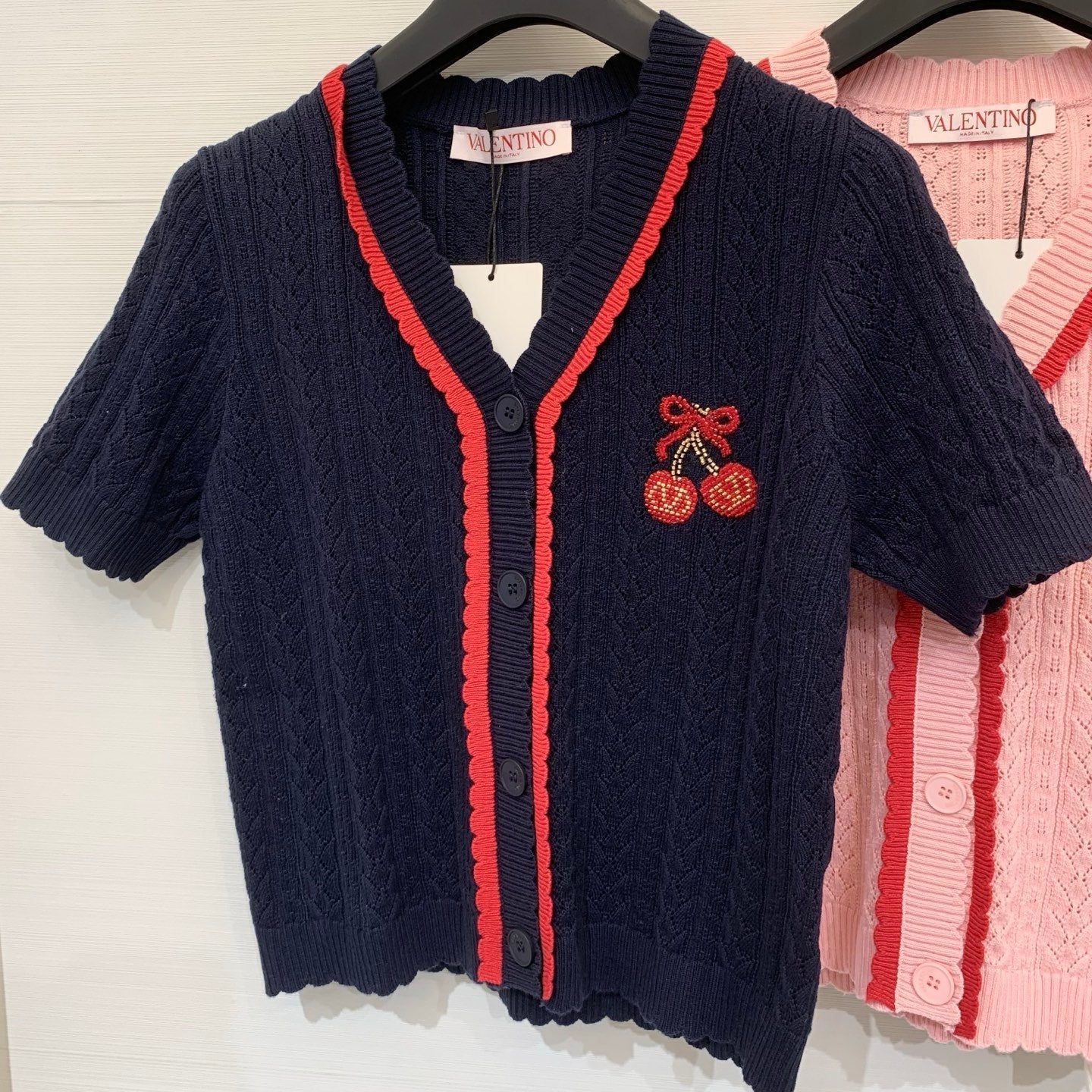 VALENTINO 26S SHORT-SLEEVE KNIT CARDIGAN 469