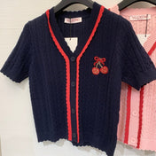 VALENTINO 26S SHORT-SLEEVE KNIT CARDIGAN 469
