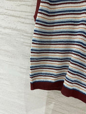 MONCLER 26S SLEEVELESS STRIPED KNIT POLO TOP 670