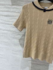 LOEWE 26S CABLE-KNIT LOGO SWEATER TOP 533