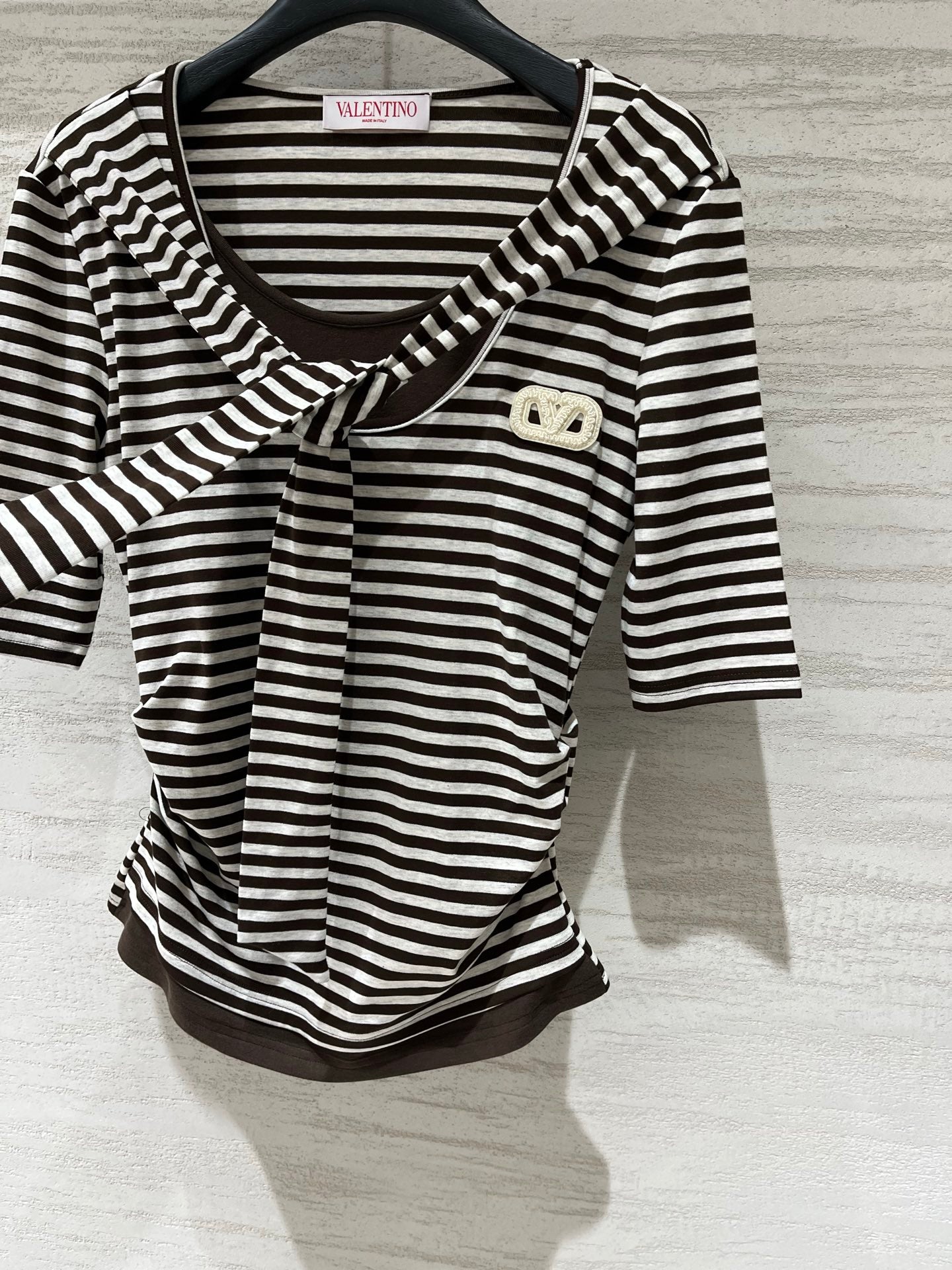 VALENTINO 26S STRIPED TIE-NECK T-SHIRT 358