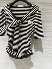 VALENTINO 26S STRIPED TIE-NECK T-SHIRT 358