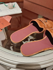 Summer Charms Sandals in Red-Orange Suede Maroon Lambskin