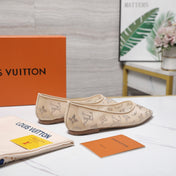 LV 26S GALA FLAT BALLERINA IN NUDE BEIGE MESH WITH WITH RHINESTONES