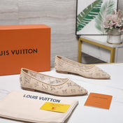LV 26S GALA FLAT BALLERINA IN NUDE BEIGE MESH WITH WITH RHINESTONES