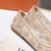 LV 26S GALA FLAT BALLERINA IN NUDE BEIGE MESH WITH WITH RHINESTONES