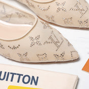 LV 26S GALA FLAT BALLERINA IN NUDE BEIGE MESH WITH WITH RHINESTONES