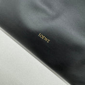 LOEWE 25S LARGE FLAMENCO CLUTCH BAG 30 IN BLACK CALFSKIN