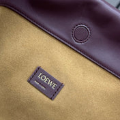 LOE LARGE 41 FLAMENCO PURSE BUCKET IN WINE PURPLE LAMBSKIN GOLD HARDWARE